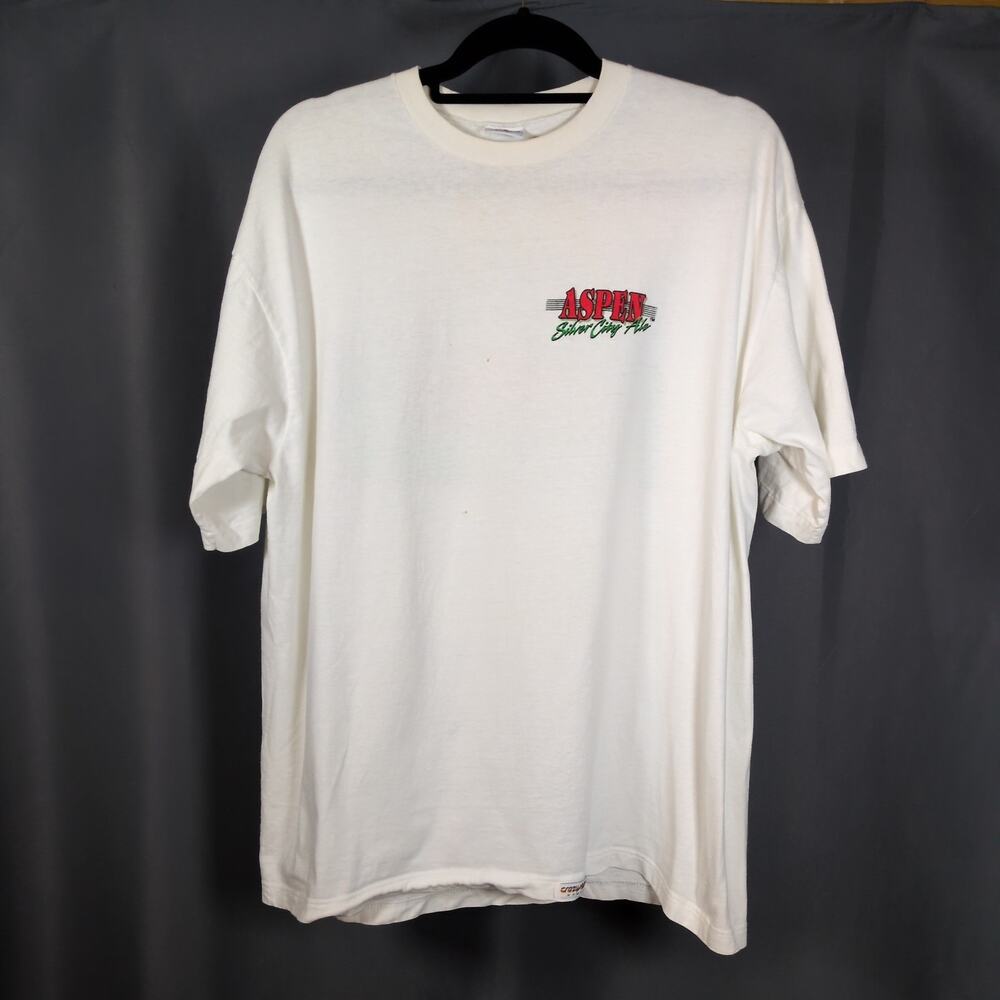 VTG 80s/90s Ski Aspen Colorado Silver City Ale Beer Logo Single Stitch T-Shirt L